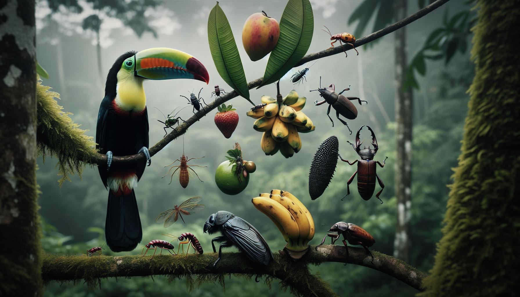 Fruits vs. Insects: A Toucan's Favorite Foods