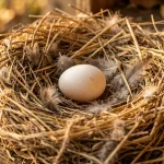 Fertile pigeon egg during incubation in nest